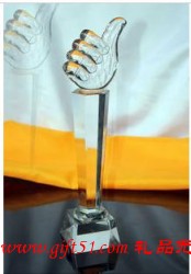 大拇指水晶獎杯