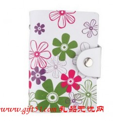花朵實(shí)用24位真皮卡包