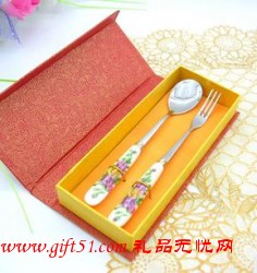 廚美餐具  紅玫瑰刀叉匙二件套