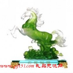前程似錦水晶馬大號定做 商務禮品