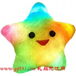 發(fā)光抱枕七彩幸運星抱枕定制