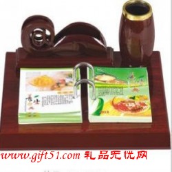 帶筆筒名片盒紅木臺(tái)歷定制