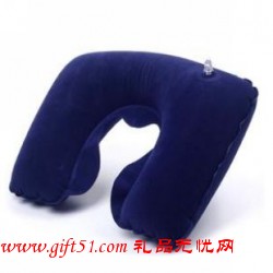 植絨U型充氣枕頭護頸枕,午睡枕
