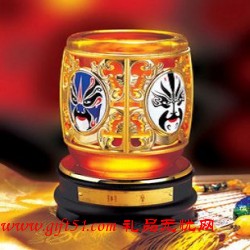 國粹旋轉筆筒,京劇臉譜琉璃筆筒定制