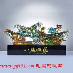 八駿雄風,馬到成功 古法琉璃定制 年終禮品