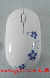 青花單邊小碎花鼠標,青花無線鼠標定制