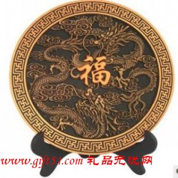 活性炭雕雙龍賜福盤定制