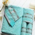 純棉天藍色提花毛巾浴巾禮盒定制