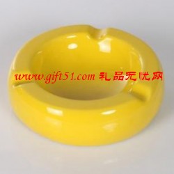 黃色陶瓷煙灰缸定制,廣告煙灰缸定做