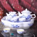 富貴吉祥九件套茶具定制 青花骨瓷茶具定做
