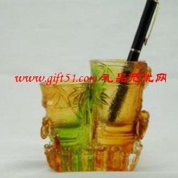 琉璃節節高升筆筒定制,竹子筆筒定做