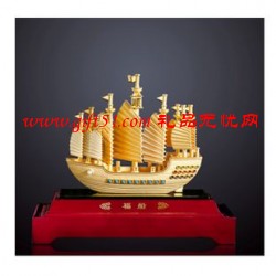 絨沙金福船商務(wù)擺件