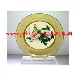 和諧圓滿花開富貴圓盤擺件