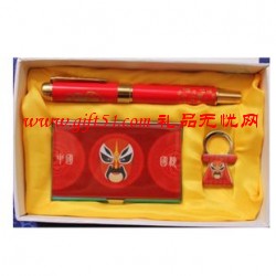 紅瓷臉譜名片夾商務禮品套裝