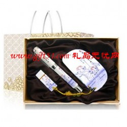 荷韻中國風(fēng)U盤鼠標(biāo)陶瓷筆三件套