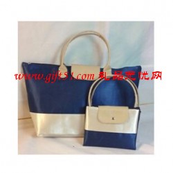 防水絲光面料環保布袋 雙色拼接廣告布袋