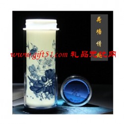 藍(lán)水晶陶瓷雙層保溫養(yǎng)生杯