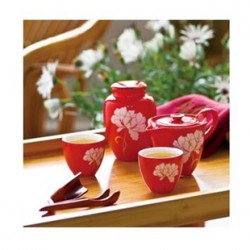 牡丹功夫茶具組禮品裝/紅