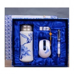 青花瓷鼠標(biāo)保溫杯實用商務(wù)套裝
