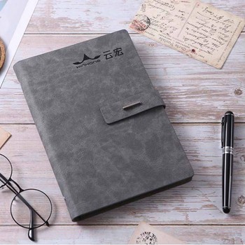 簡約仿皮記事本辦公商務本子可定制logo