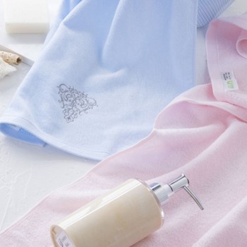 內野UCHINO素色高低毛繡花面巾